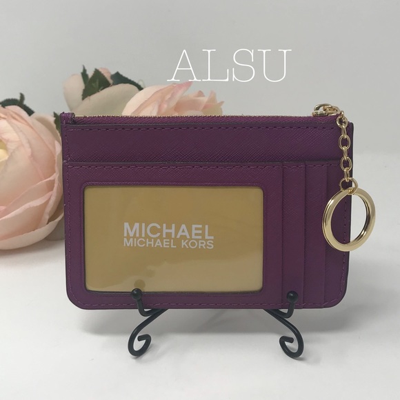 Michael Kors Coin Pouch Card Holder SM Pomegranate - Picture 2 of 4